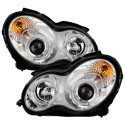 Mercedes Benz C-Class 01-05 4 Dr Only Projector Headlights LED Halo - Chrome Spyder Auto