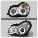 Mercedes Benz C-Class 01-05 4 Dr Only Projector Headlights LED Halo - Chrome Spyder Auto
