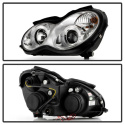 Mercedes Benz C-Class 01-05 4 Dr Only Projector Headlights LED Halo - Chrome Spyder Auto