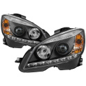 Mercedes Benz C-Class 08-11 Projector Headlights DRL - Black Spyder Auto