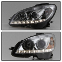Mercedes Benz C-Class 08-11 Projector Headlights DRL - Chrome Spyder Auto