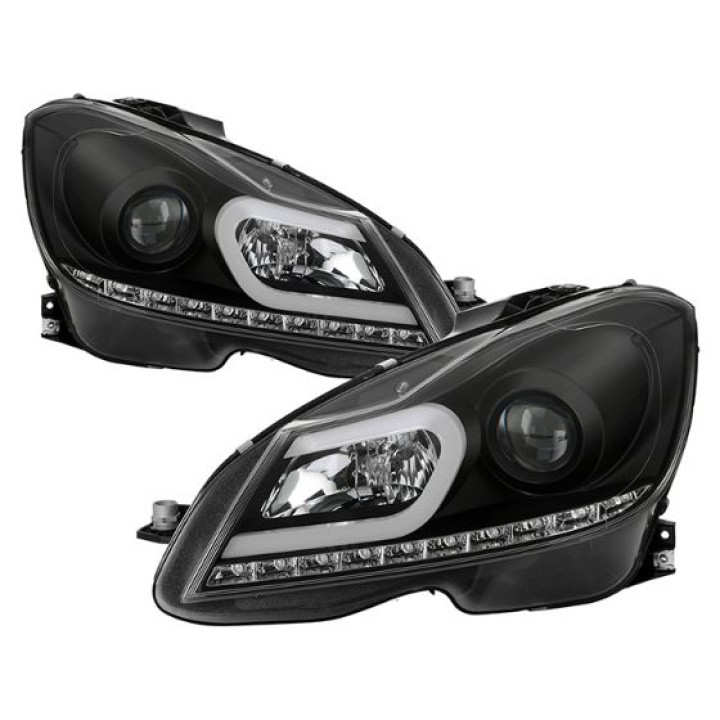 Mercedes Benz W204 C-Class 12-13 Projector Headlights DRL - Black Spyder Auto in the group Select car model / Mercedes Benz / C-Class 07-15 (W204) / Styling at DDESIGN Scandinavia AB (PRO-YD-MBW20412-DRL-BK)