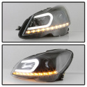 Mercedes Benz W204 C-Class 12-13 Projector Headlights DRL - Black Spyder Auto