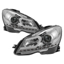 Mercedes Benz W204 C-Class 12-13 Projector Headlights DRL - Chrome Spyder Auto