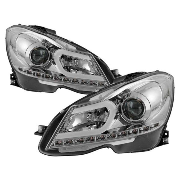 Mercedes Benz W204 C-Class 12-13 Projector Headlights DRL - Chrome Spyder Auto in the group Select car model at DDESIGN Scandinavia AB (PRO-YD-MBW20412-DRL-C)
