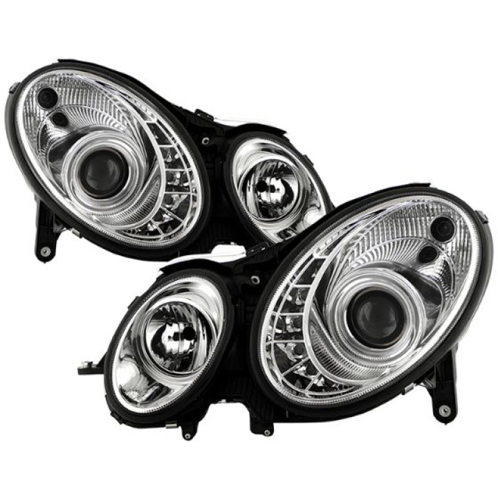 Mercedes Benz E-Class 03-06 Projector Headlights DRL - Chrome - High H7 (Included) - Low H7 (Included) Spyder Auto in the group Select car model / Mercedes Benz / E-Class 02-09 (W211) / Styling at DDESIGN Scandinavia AB (PRO-YD-MBW21103-DRL-C)