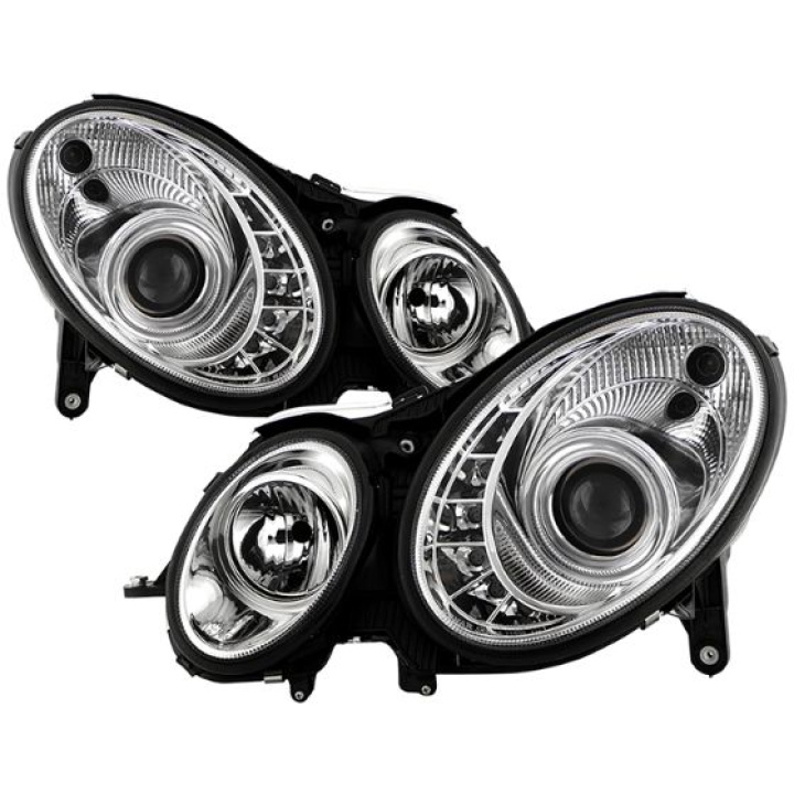 Mercedes Benz E-Class 07-09 Projector Headlights DRL - Chrome - High H7 (Included) - Low H7 (Included) Spyder Auto in the group Select car model / Mercedes Benz / E-Class 02-09 (W211) / Styling at DDESIGN Scandinavia AB (PRO-YD-MBW21107-DRL-C)