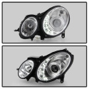 Mercedes Benz E-Class 07-09 Projector Headlights DRL - Chrome - High H7 (Included) - Low H7 (Included) Spyder Auto