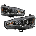 Mitsubishi Lancer / EVO-10 08-14 Projector Headlights LED Halo - DRL - Black Spyder Auto