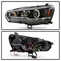 Mitsubishi Lancer / EVO-10 08-14 Projector Headlights LED Halo - DRL - Black Spyder Auto