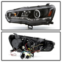 Mitsubishi Lancer / EVO-10 08-14 Projector Headlights - Xenon/HID Model Only LED Halo - DRL - Black Spyder Auto