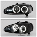 Mazda MX3 92-96 Projector Headlights - LED Halo - LED ( Replaceable LEDs ) - Black Spyder Auto