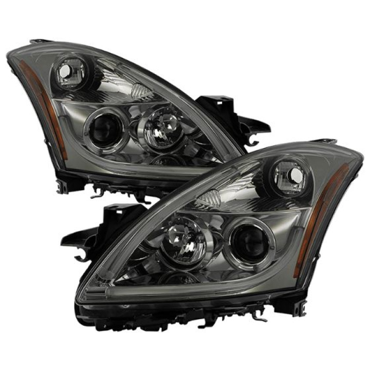 Nissan Altima 4Dr 2010-2012 Projector Headlights - Light Tube DRL - LED Halo - Smoke Spyder Auto in the group Select car model / Nissan / Altima 1992+ at DDESIGN Scandinavia AB (PRO-YD-NA104D-LTDRL-SM)