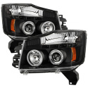 Nissan Titan 04-14 / Nissan Armada 04-07 Projector Headlights - LED Halo - LED ( Replaceable LEDs ) - Black - Spyder Auto