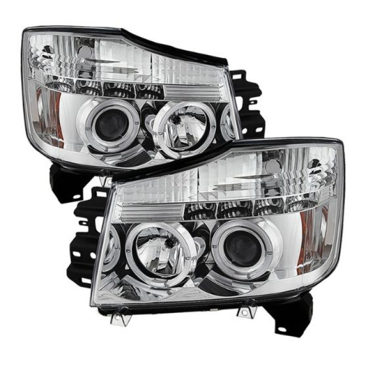 Nissan Titan 04-14 / Nissan Armada 04-07 Projector Headlights - LED Halo - LED ( Replaceable LEDs ) - Chrome - Spyder Auto in the group Select car model / Nissan / Titan 03-15 / Styling at DDESIGN Scandinavia AB (PRO-YD-NTI04-HL-C)