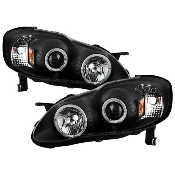 Toyota Corolla 03-08 Projector Headlights - LED Halo- LED ( Replaceable LEDs ) - Black - High 9005 (Not Included) - Low H1 (Included) Spyder Auto in the group Select car model / Toyota / Corolla / Styling at DDESIGN Scandinavia AB (PRO-YD-TC03-HL-BK)
