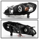 Toyota Corolla 03-08 Projector Headlights - LED Halo- LED ( Replaceable LEDs ) - Black - High 9005 (Not Included) - Low H1 (Included) Spyder Auto