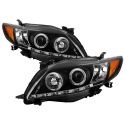 Toyota Corolla 09-10 Projector Headlights - LED Halo - DRL - Black Spyder Auto