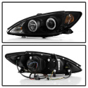 Toyota Camry 02-06 Projector Headlights - LED Halo - LED ( Replaceable LEDs ) - Black Spyder Auto