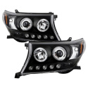 Toyota Land Cruiser 08-11 Projector Headlights - LED Halo - LED ( Replaceable LEDs ) - Black Spyder Auto