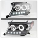Toyota Land Cruiser 08-11 Projector Headlights - LED Halo - LED ( Replaceable LEDs ) - Black Spyder Auto