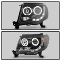 Toyota Tacoma 05-11 Projector Headlights - CCFL Halo - LED ( Replaceable LEDs ) - Black Spyder Auto