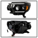 Toyota Tacoma 12-16 Projector Headlights - Light Bar DRL - Black Spyder Auto
