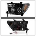 Toyota Tundra 07-13 / Toyota Sequoia 08-13 Projector Headlights - Eliminates AFS function - LED Halo - LED ( Replaceable LEDs ) - Black Spyder Auto