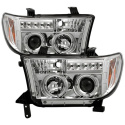 Toyota Tundra 07-13 / Toyota Sequoia 08-13 Projector Headlights - Eliminates AFS function - LED Halo - LED ( Replaceable LEDs ) - Chrome Spyder Auto