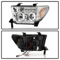 Toyota Tundra 07-13 / Toyota Sequoia 08-13 Projector Headlights - Eliminates AFS function - LED Halo - LED ( Replaceable LEDs ) - Chrome Spyder Auto