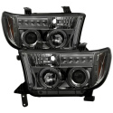 Toyota Tundra 07-13 / Toyota Sequoia 08-13 Projector Headlights - Eliminates AFS function - LED Halo - LED ( Replaceable LEDs ) - Smoke Spyder Auto