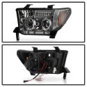 Toyota Tundra 07-13 / Toyota Sequoia 08-13 Projector Headlights - Eliminates AFS function - LED Halo - LED ( Replaceable LEDs ) - Smoke Spyder Auto
