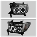 Toyota Tundra 07-13 / Toyota Sequoia 08-13 Projector Headlights - Eliminates AFS function - LED Halo - LED ( Replaceable LEDs ) - Smoke Spyder Auto