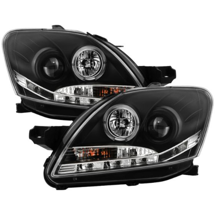 Toyota Yaris 07-11 4Dr Projector Headlights - LED Halo - DRL - Black Spyder Auto in the group Select car model / Toyota / Yaris / Styling at DDESIGN Scandinavia AB (PRO-YD-TYA074D-DRL-BK)