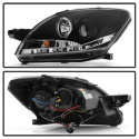 Toyota Yaris 07-11 4Dr Projector Headlights - LED Halo - DRL - Black Spyder Auto
