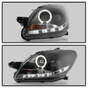 Toyota Yaris 07-11 4Dr Projector Headlights - LED Halo - DRL - Black Spyder Auto