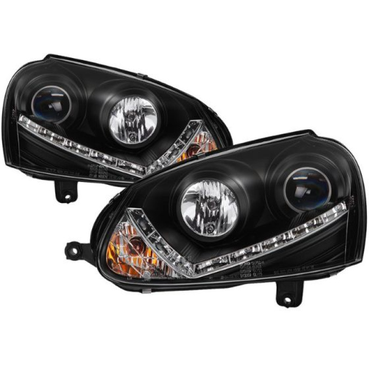 Volkswagen GTI 06-09 / Jetta 06-09 / Rabbit 06-09 Projector Headlights (does not fit the R32) - Xenon/HID Model Only DRL – Black Spyder Auto in the group Select car model / VW / Golf 5 03-09 / Styling at DDESIGN Scandinavia AB (PRO-YD-VG06-HID-DRL-BK)
