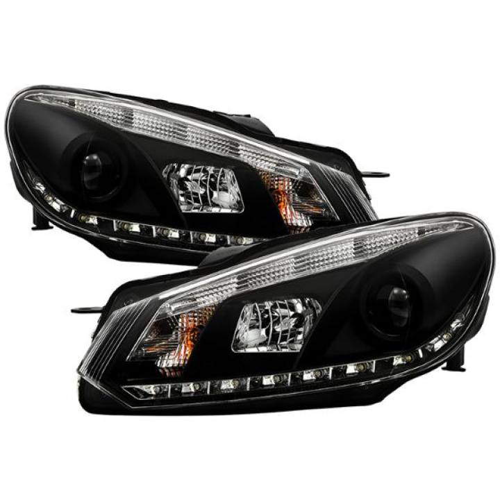 Volkswagen Golf / GTI 10-13 Projector Headlights DRL - Black Spyder Auto in the group Select car model / VW / Golf 6 08-12 / Styling / Lights at DDESIGN Scandinavia AB (PRO-YD-VG10-DRL-BK)