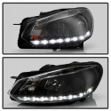Volkswagen Golf / GTI 10-13 Projector Headlights DRL - Black Spyder Auto