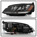 Volkswagen Golf VII 14-16 Projector Headlights - DRL LED - Black Stripe - Black Spyder Auto