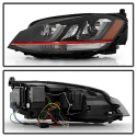 Volkswagen Golf VII 14-19 Projector Headlights - DRL LED - Red Stripe - Black Spyder Auto