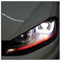 Volkswagen Golf VII 14-19 Projector Headlights - DRL LED - Red Stripe - Black Spyder Auto