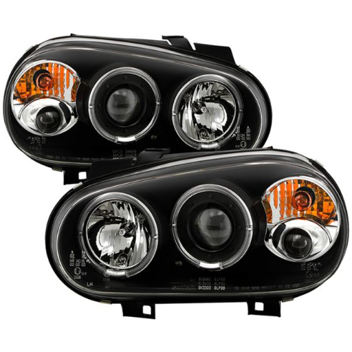Volkswagen Golf IV 99-05 Projector Headlights - LED Halo - Black Spyder Auto in the group Select car model / VW / Golf 4 97-04 / Styling at DDESIGN Scandinavia AB (PRO-YD-VG99-BK)