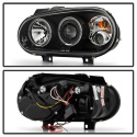 Volkswagen Golf IV 99-05 Projector Headlights - LED Halo - Black Spyder Auto