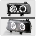 Volkswagen Jetta III 93-98 Projector Headlights - LED Halo - Black Spyder Auto