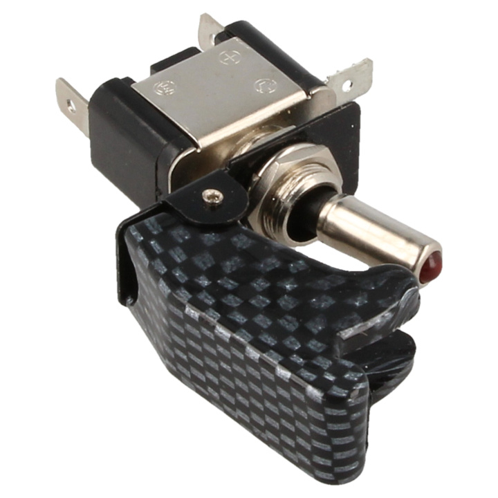 Toggle switch - on/off - LED Red - Carbon look Aircraft switch in the group Tuning / Electronics / Switches & Pushbuttons at DDESIGN Scandinavia AB (QE1001C)