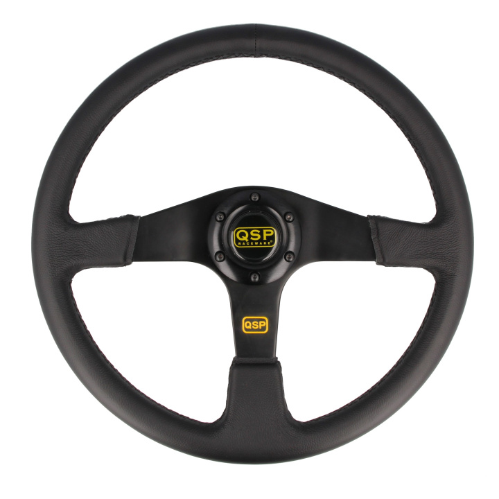 QSP sports steering wheel leather - 380 mm - flat in the group Interior / Steering Wheels & Hubs / Sports steering wheels & Wooden steering wheels / Sport Steering Wheels at DDESIGN Scandinavia AB (QS.L380Z3)