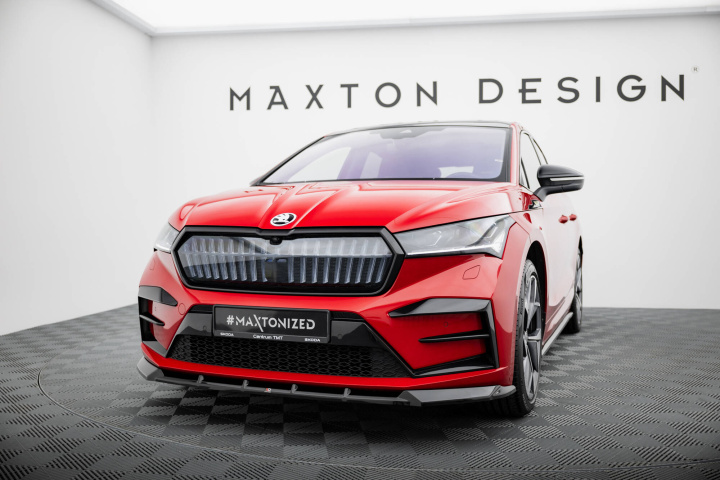 Skoda Enyaq Coupe iV RS 2022+ Front Splitter V.1 Maxton Design in the group Select car model / Skoda / Enyaq iV 2020+ at DDESIGN Scandinavia AB (SK-EN-1-RS-C-FD1G)