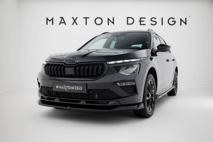 Skoda Kamiq Monte Carlo Mk1 Facelift 2023+ Front Splitter V.1 Maxton Design in the group Select car model / Skoda / Kamiq 2019+ at DDESIGN Scandinavia AB (SK-KM-1F-MC-FD1G)