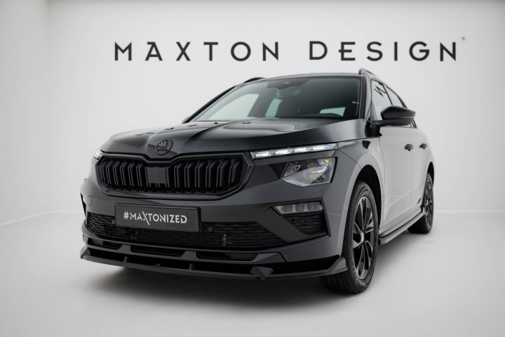Skoda Kamiq Monte Carlo Mk1 Facelift 2023+ Front Splitter V.2 Maxton Design in the group Select car model / Skoda / Kamiq 2019+ at DDESIGN Scandinavia AB (SK-KM-1F-MC-FD2G)